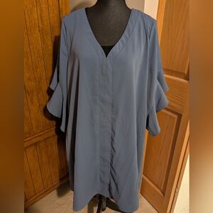 BLOOM CHIC Dress, Blue w/Ruffle Sleeve,Sz 18-20, EUC!!!!